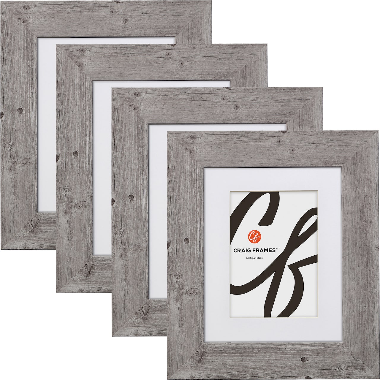 4 Pack Craig Frames American Barn Light Gray Picture Frame with Mat